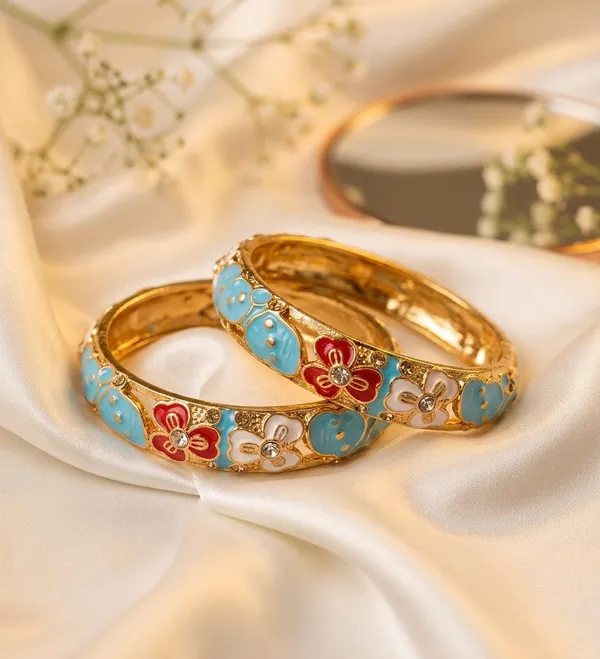 Turquoise_Thick_Meenakari_Kada