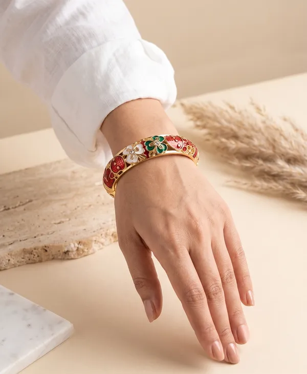 Maroon_Thick_Meenakari_Kada
