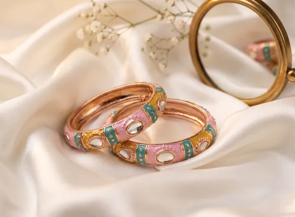 Pink_Teal_Thick_Meenakari_Kada