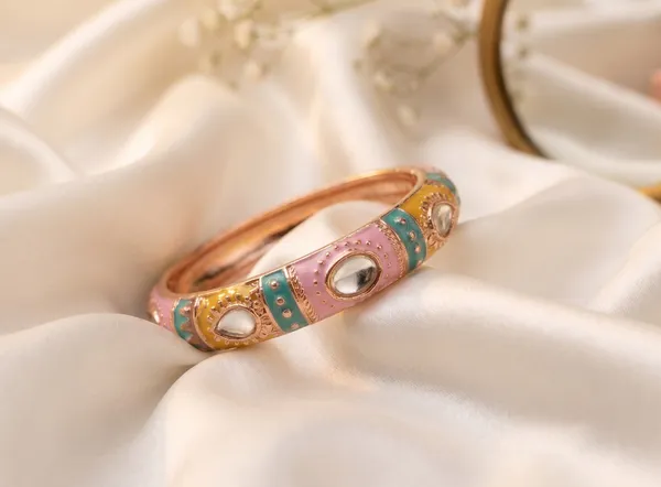 Pink_Teal_Thick_Meenakari_Kada