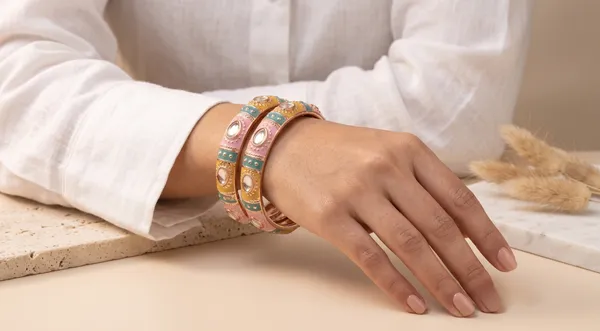 Pink_Teal_Thick_Meenakari_Kada