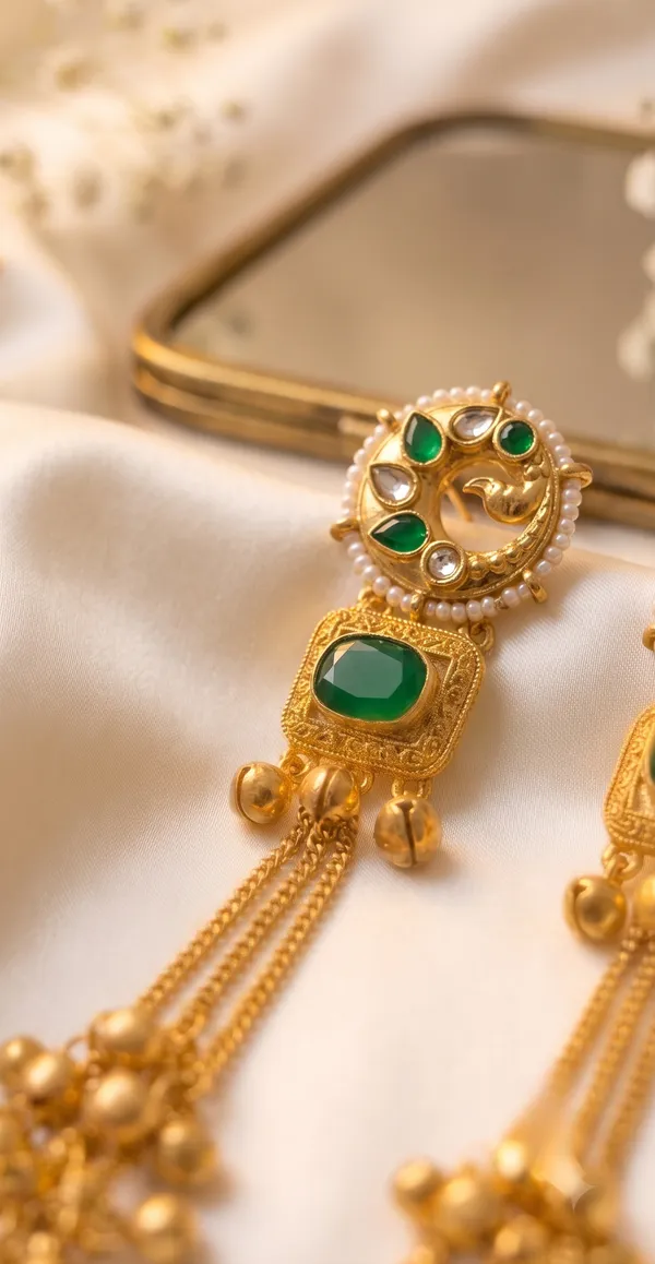 Green_Kundan_Long_Gold_Tone_Jhumki