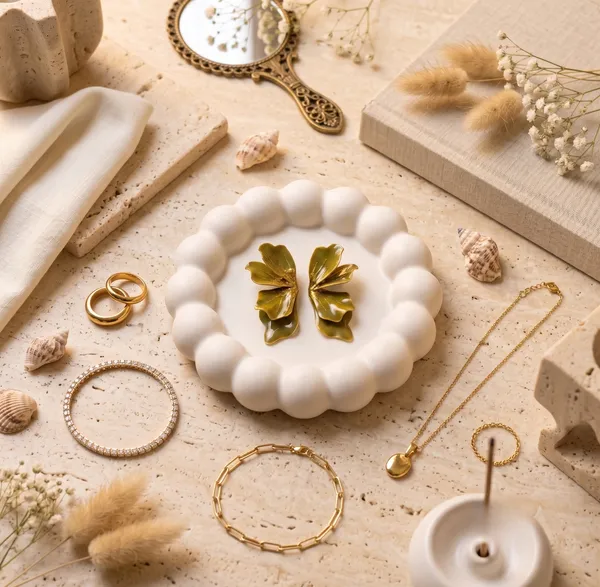 Olive_Green_Glitter_Petal_Statement_Earrings