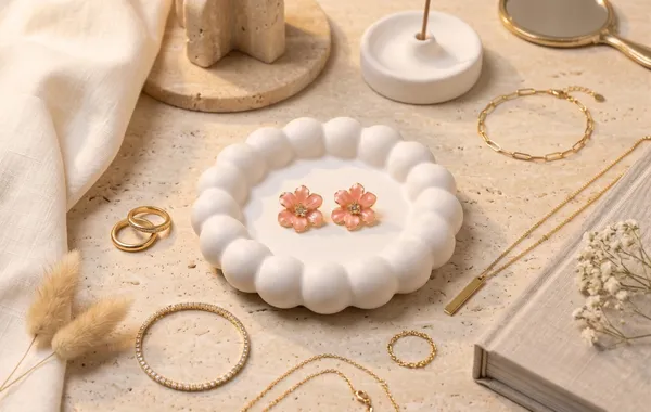 Peach_Floral_Studs
