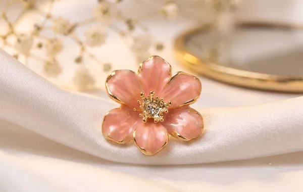 Peach_Floral_Studs