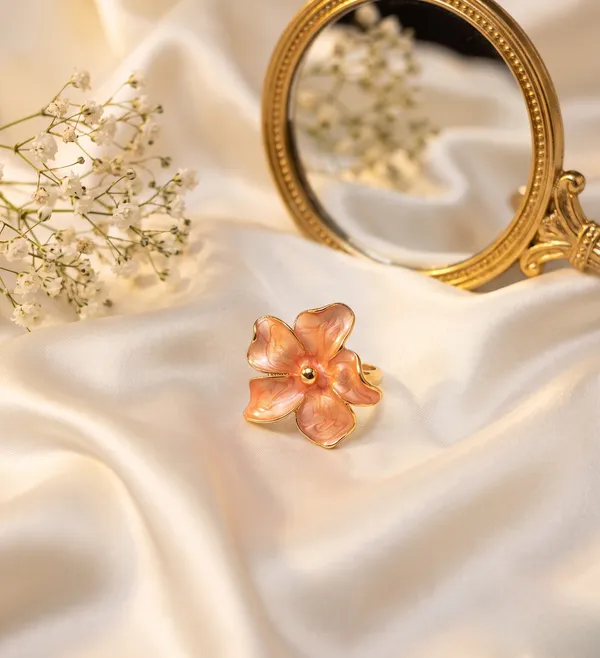 Coral_Petal_Peach_Enamel_Floral_Ring