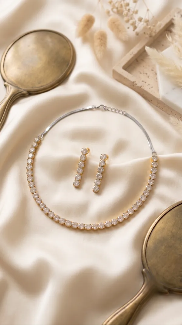 Rust_Gold_Cz_Choker_Set_With_Earrings