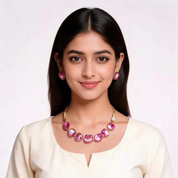 Pink_Stone_Necklace_And_Earrings_Set_For_Women