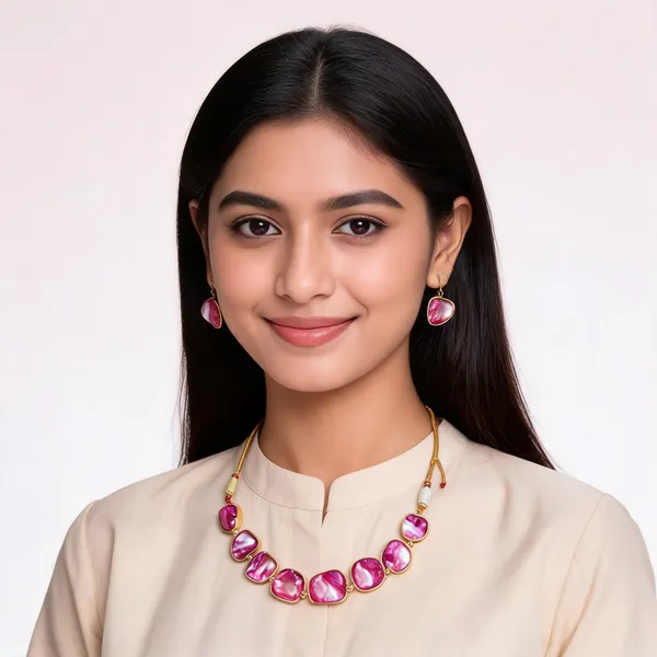 Pink_Stone_Necklace_And_Earrings_Set_For_Women