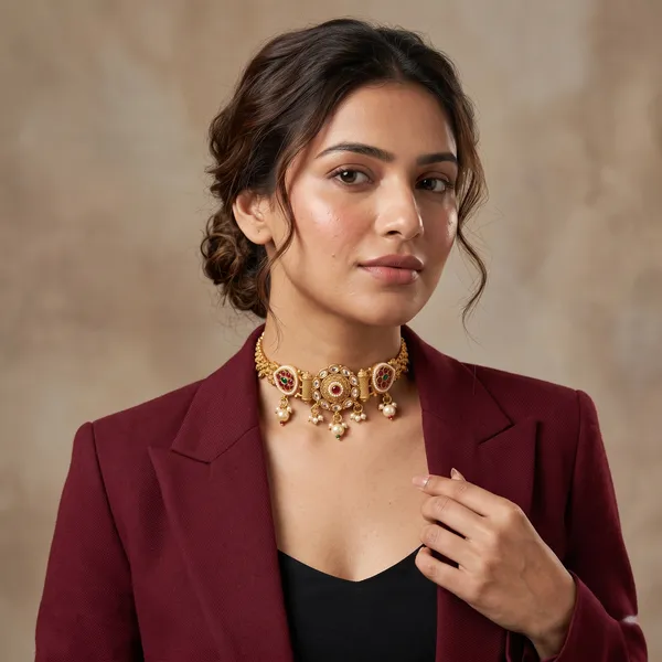 Gold-Toned_Kundan_Choker_Necklace_Set_For_Women