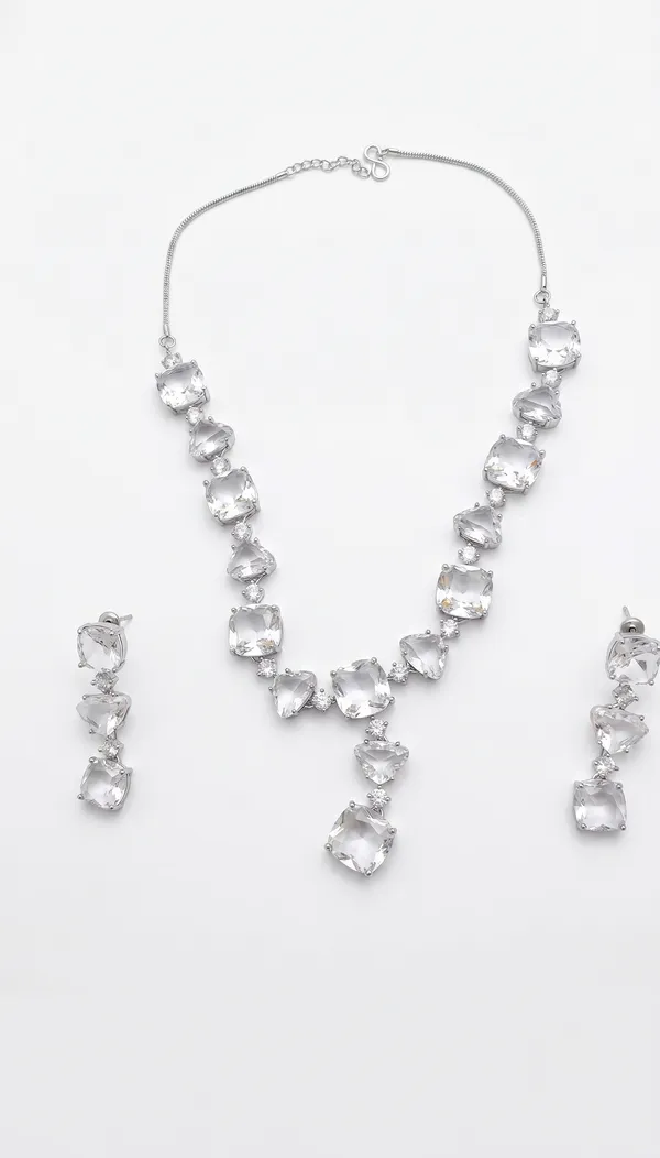 Silver-Tone_Crystal_Necklace_And_Earrings_Set_for_Women