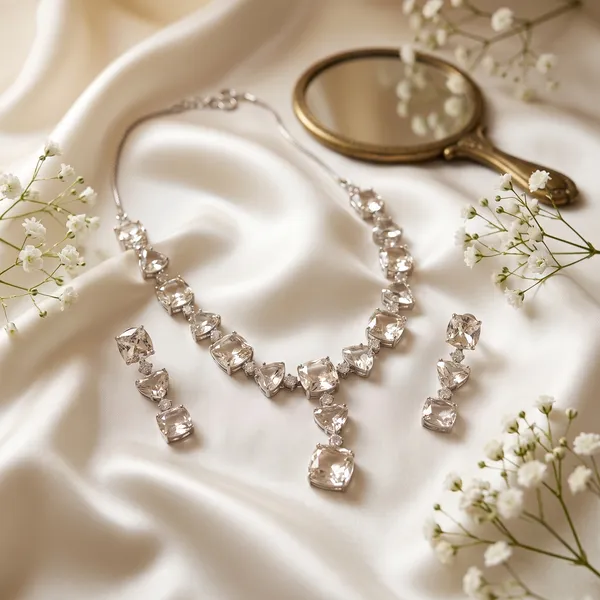 Silver-Tone_Crystal_Necklace_And_Earrings_Set_for_Women