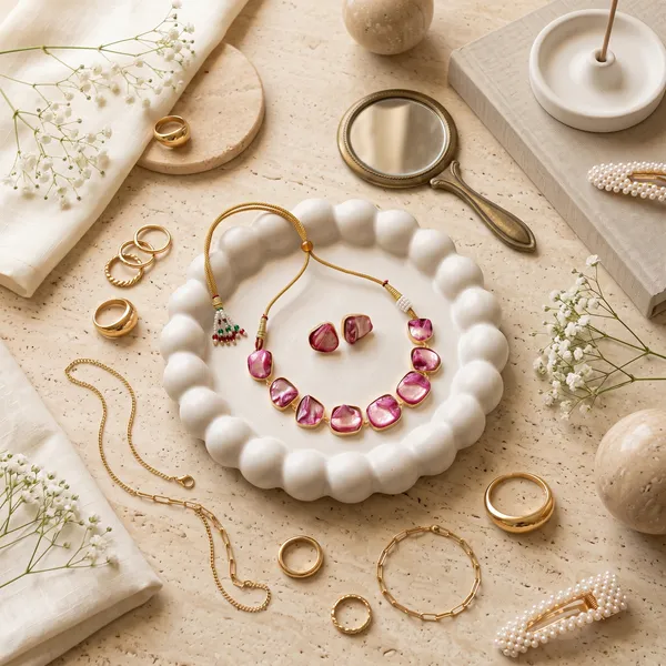 Pink_Stone_Gold_Tone_Necklace_And_Earrings_Set_for_Women