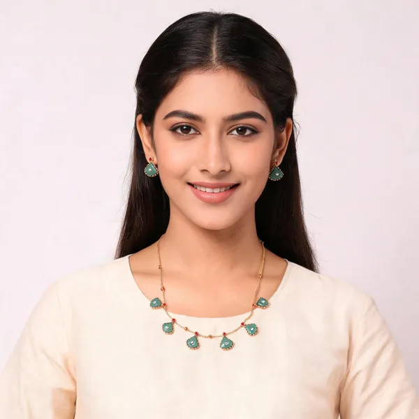 Green_Stone_Necklace_And_Earring_Set_For_Women