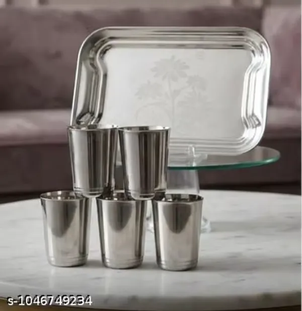 Stainless_Steel_Floral_Print_Serving_Tray_And_Tumbler_Set