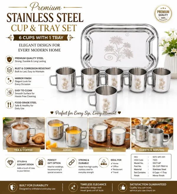 Stainless_Steel_Coffee_Tea_Mug_Set_With_Serving_Tray