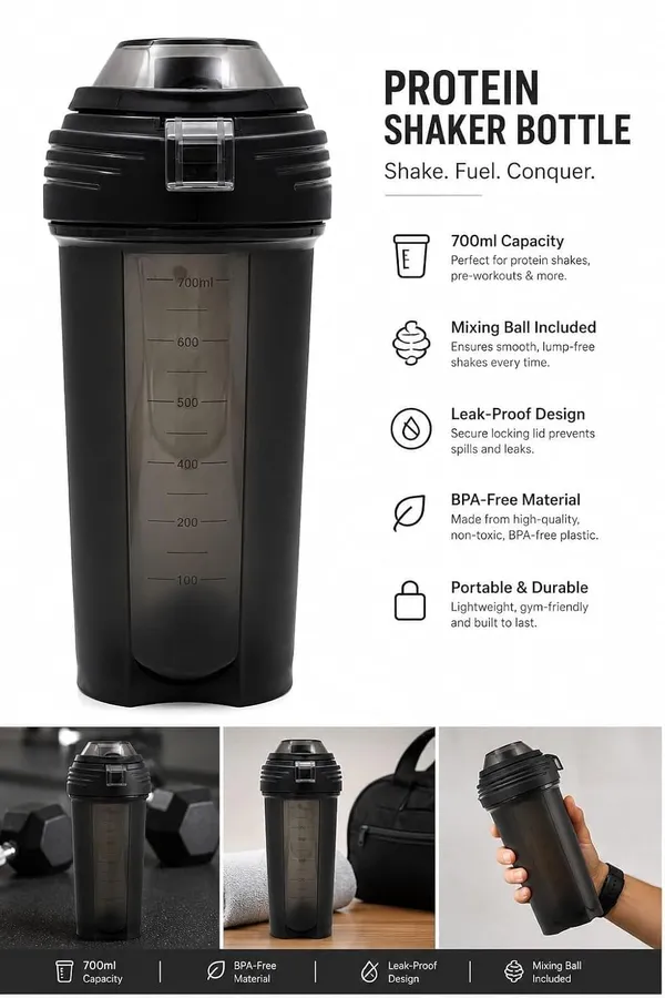 Protein_Shaker_Bottle_700ml_With_Mixing_Ball_Leak_Proof_Bpa_Free_Gym_Fitness_Shaker_Portable_Sports_Water_Bottle_With_Measurement_Markings_For_Protein_Shakes_Pre_Workout_Supplements