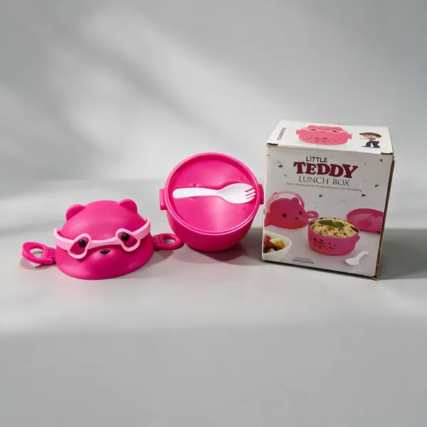 Pink_Steel_Teddy_Bear_Shape_Kids_Lunch_Box_With_Spoon