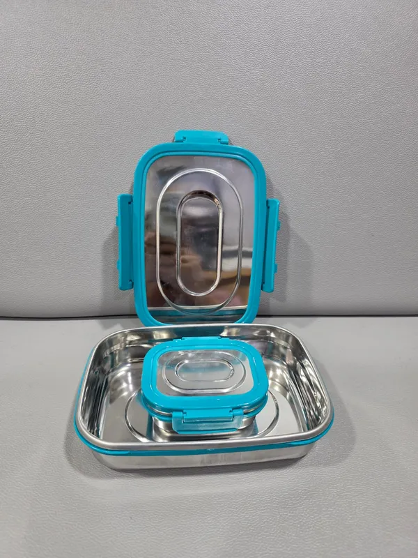 Stainless_Steel_Blue_Clip_Lock_Lunch_Box
