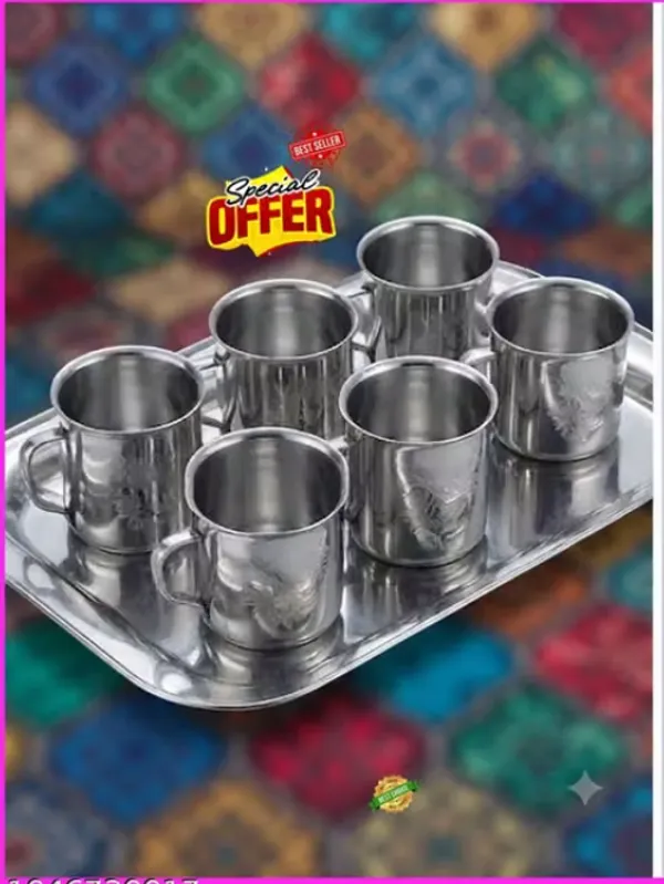 Stainless_Steel_Tea_Cup_Set_With_Serving_Tray