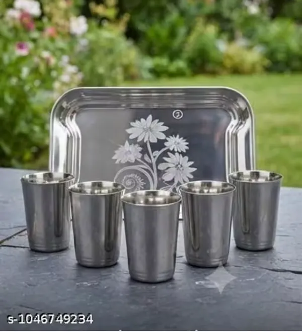 Stainless_Steel_Floral_Print_Serving_Tray_And_Tumbler_Set