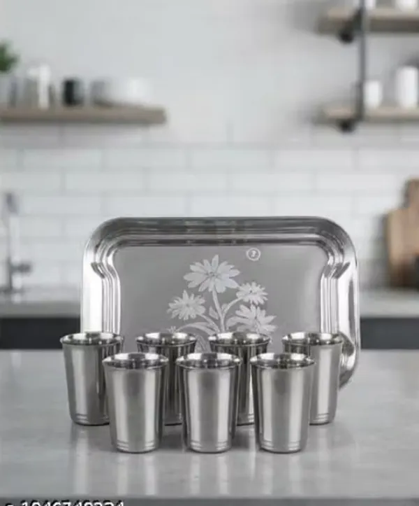 Stainless_Steel_Floral_Print_Serving_Tray_And_Tumbler_Set