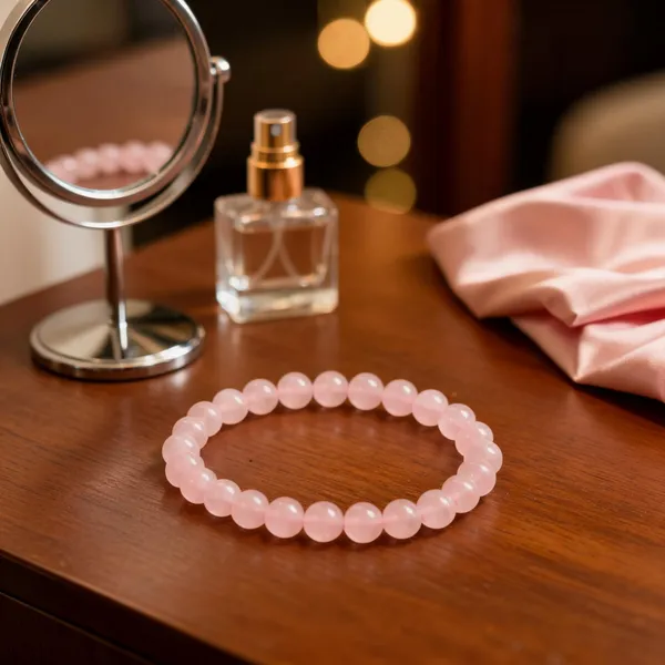 Light_Pink_Crystal_Beaded_Bracelet_For_Unisex