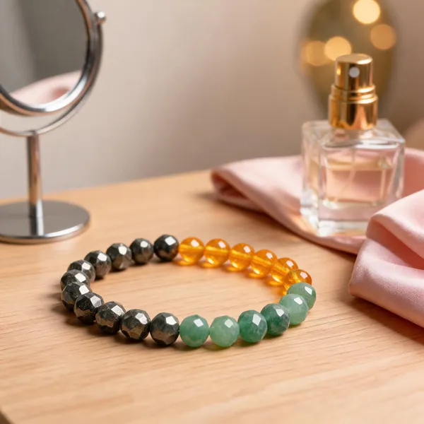 Diamond_Cut_Green_Aventurine_Pyrite_Citrine_Combination_Bracelet_For_Unisex