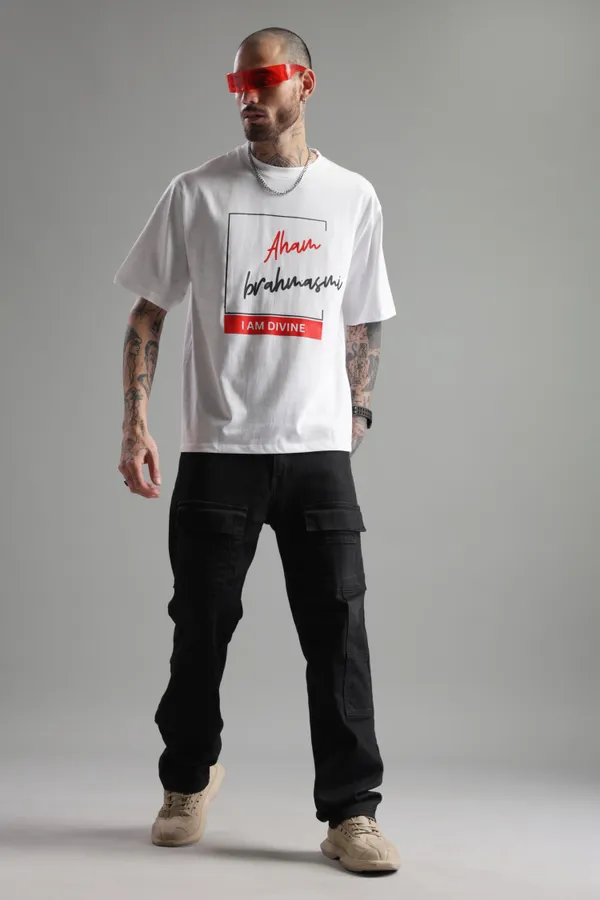White_Cotton_Oversized_Aham_Brahmasmi_I_Am_Divine_T-Shirt