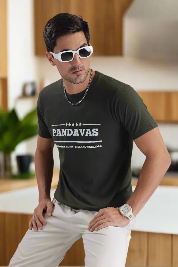 Olive_Green_Cotton_Regular_Fit_Pandavas_Brotherhood_T-Shirt