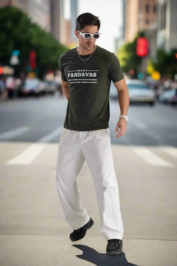 Olive_Green_Cotton_Regular_Fit_Pandavas_Brotherhood_T-Shirt
