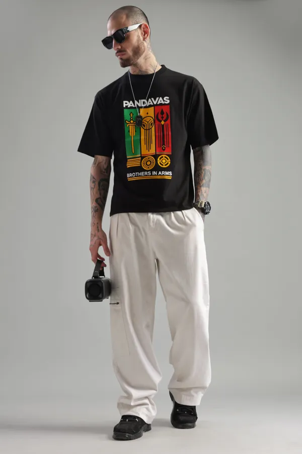 Black_Cotton_Oversized_Pandavas_Brothers_In_Arms_T-Shirt_For_Men