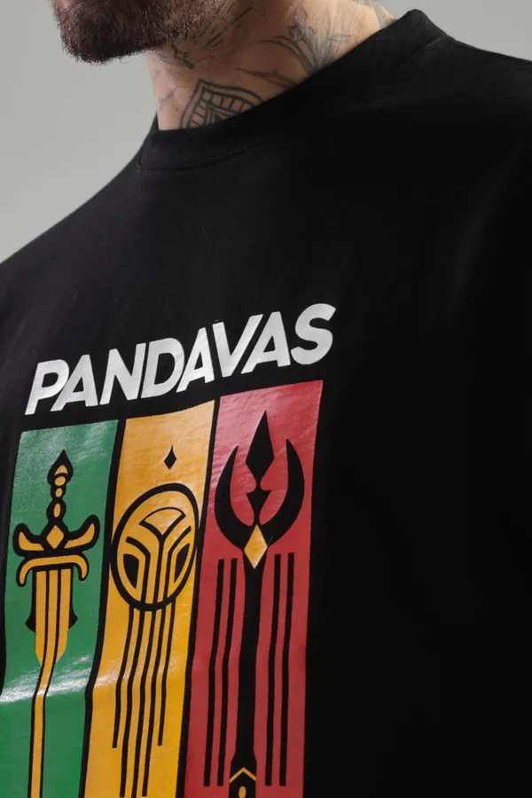 Black_Cotton_Oversized_Pandavas_Brothers_In_Arms_T-Shirt_For_Men