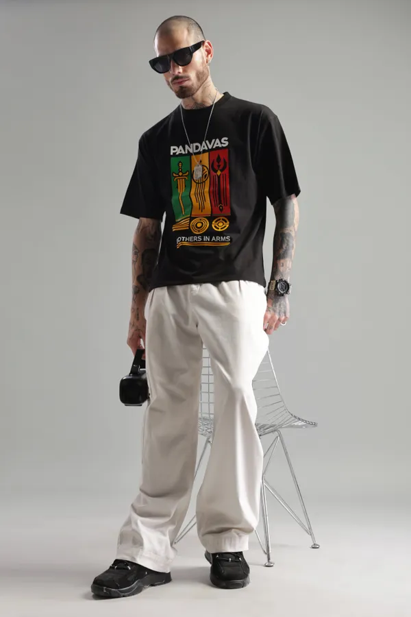 Black_Cotton_Oversized_Pandavas_Brothers_In_Arms_T-Shirt_For_Men