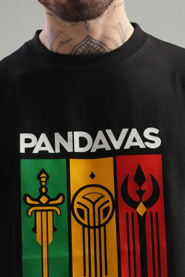 Black_Cotton_Oversized_Pandavas_Brothers_In_Arms_T-Shirt_For_Men