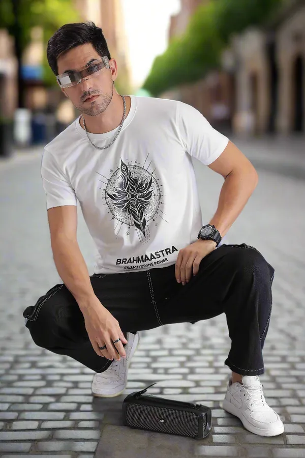 White_Cotton_Regular_Fit_Brahmastra_Divine_Force_T-Shirt_For_Men
