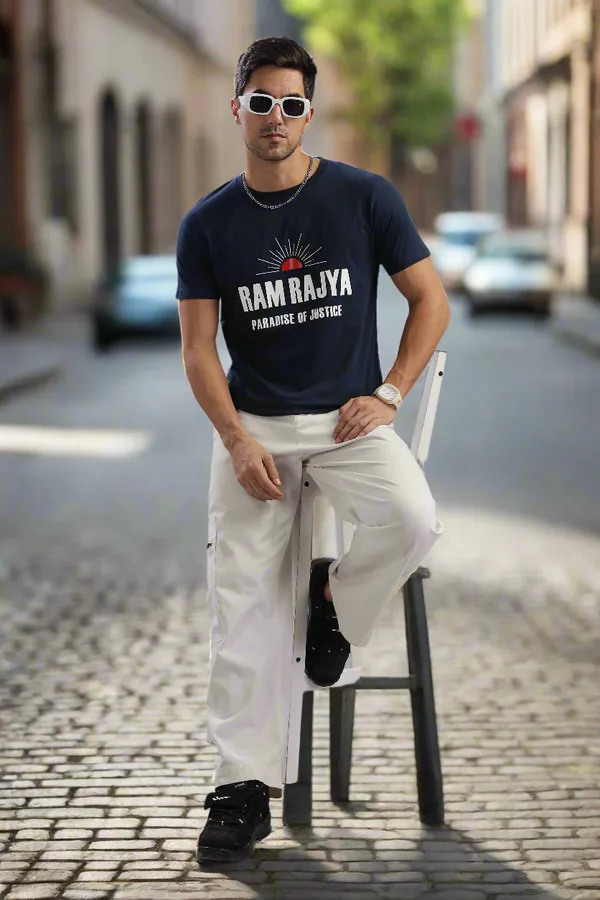 Navy_Blue_Cotton_Regular_Fit_Ram_Rajya_T-Shirt_For_Men