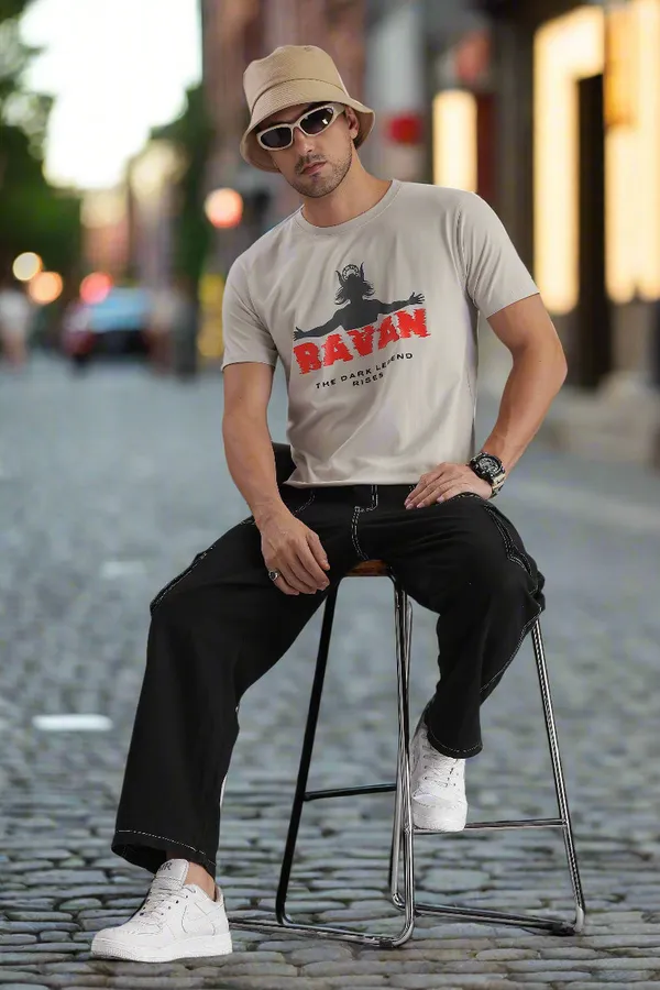 Light_Grey_Cotton_Regular_Fit_Ravan_Dark_Legend_T-Shirt_For_Men