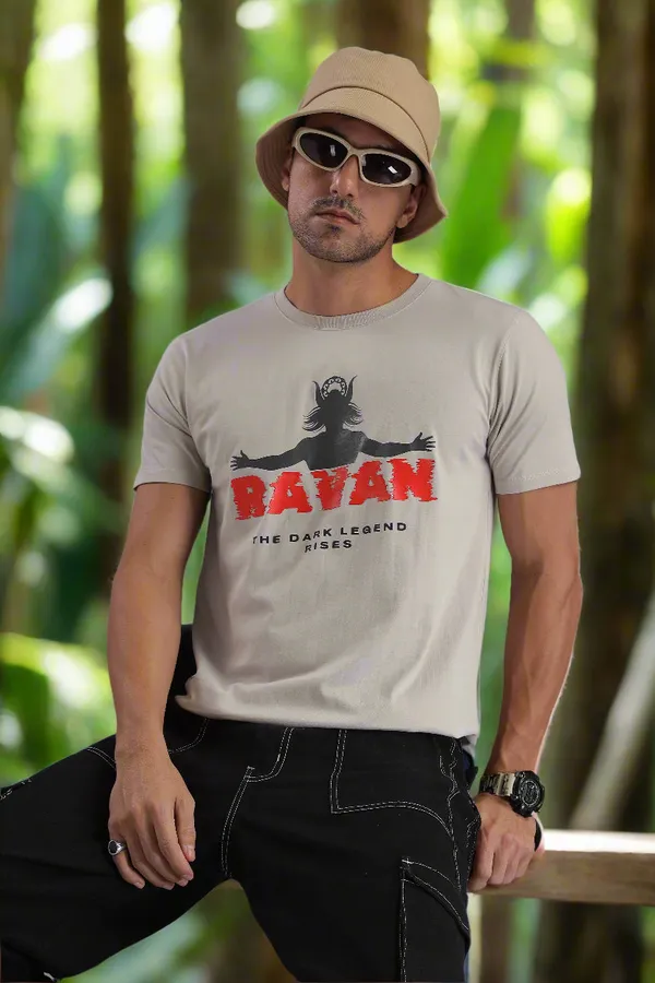 Light_Grey_Cotton_Regular_Fit_Ravan_Dark_Legend_T-Shirt_For_Men