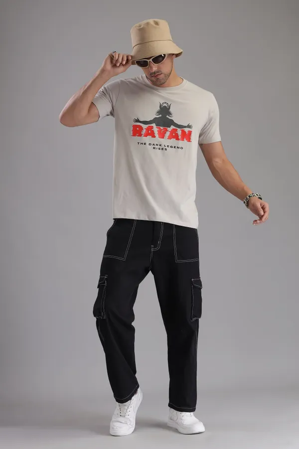Light_Grey_Cotton_Regular_Fit_Ravan_Dark_Legend_T-Shirt_For_Men