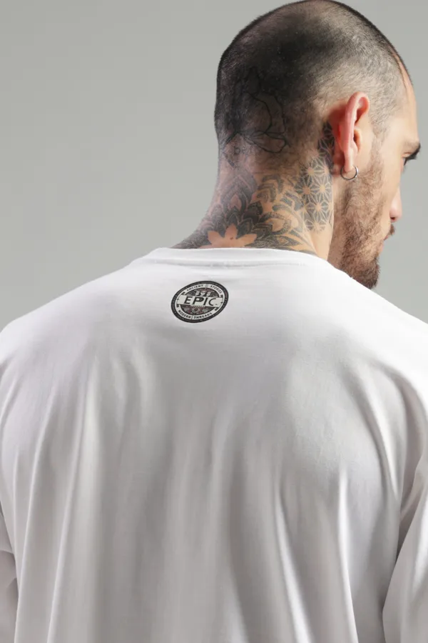 White_Cotton_Oversized_Kaumodaki_Strength_T-Shirt_For_Men