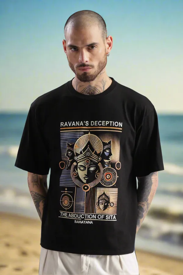 Black_Cotton_Oversized_Ravana_Deception_Ramayana_T-Shirt_For_Men