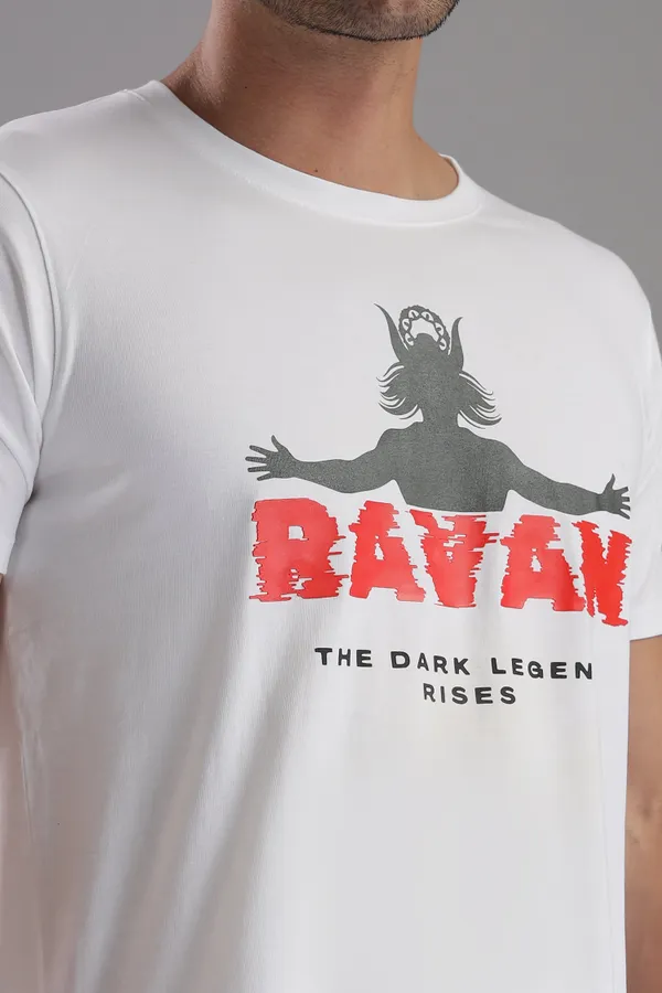 White_Cotton_Regular_Fit_Ravan_Dark_Legend_T-Shirt_For_Men
