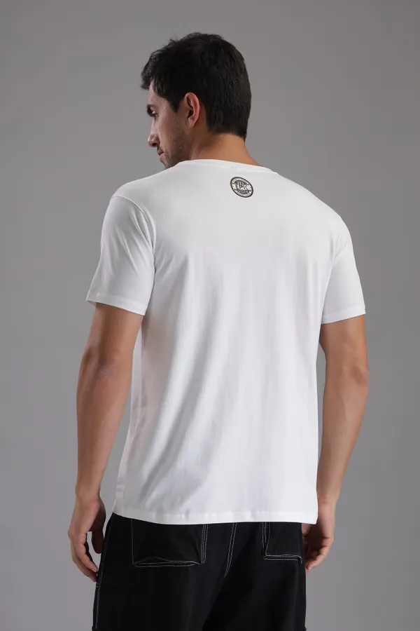 White_Cotton_Regular_Fit_Ravan_Dark_Legend_T-Shirt_For_Men
