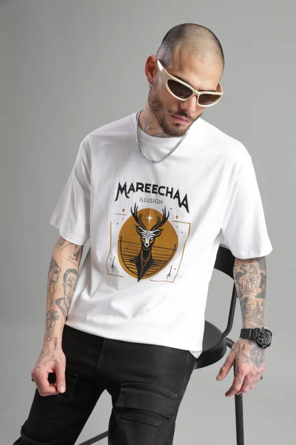 White_Cotton_Oversized_Mareecha_Illusion_Of_Desire_T-Shirt