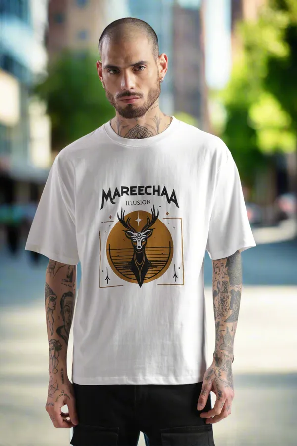 White_Cotton_Oversized_Mareecha_Illusion_Of_Desire_T-Shirt