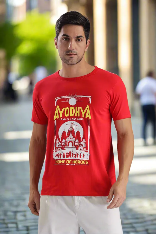 Red_Cotton_Regular_Fit_Ayodhya_Home_Of_Heroes_T-Shirt
