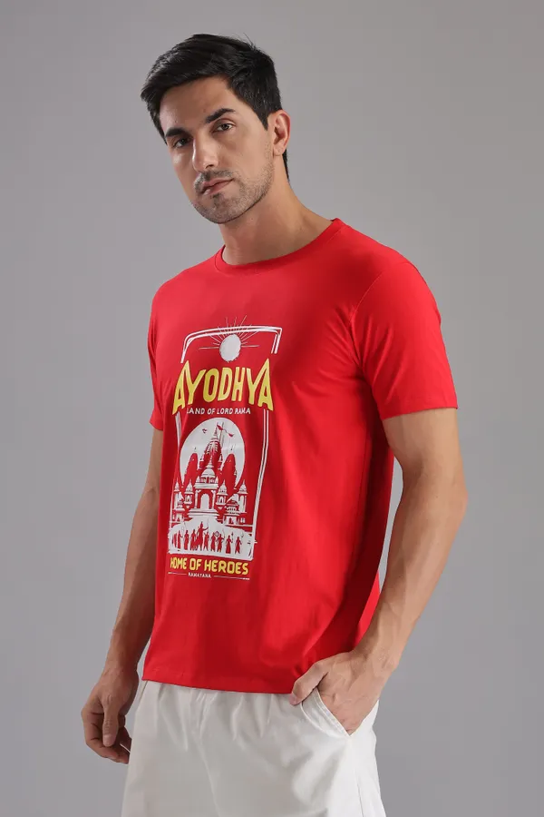 Red_Cotton_Regular_Fit_Ayodhya_Home_Of_Heroes_T-Shirt