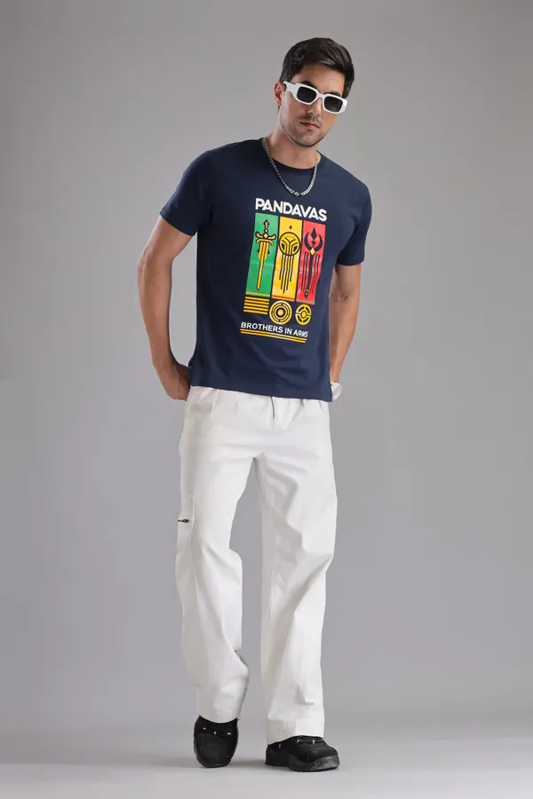 Navy_Blue_Cotton_Regular_Fit_Pandavas_Brothers_In_Arms_T-Shirt