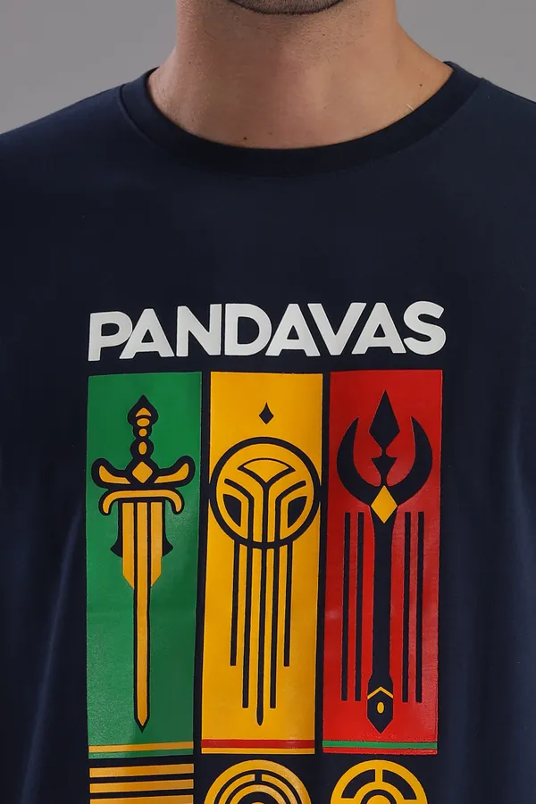 Navy_Blue_Cotton_Regular_Fit_Pandavas_Brothers_In_Arms_T-Shirt